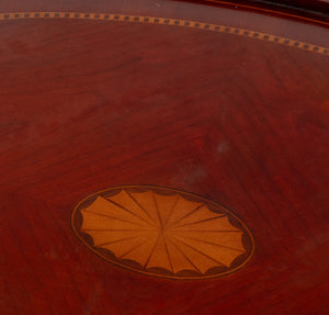 Sheraton Style Parquetry Mahogany Oval Tray Table (9742202306867)