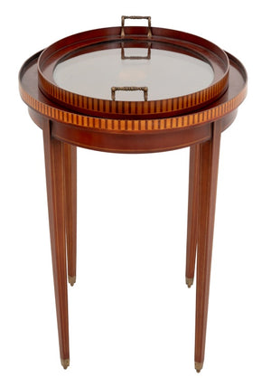 Sheraton Style Parquetry Mahogany Oval Tray Table (9742202306867)
