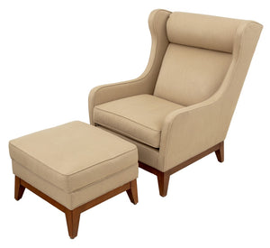 Ethan Allen Upholstered Wingback Chair & Ottoman (9742202339635)