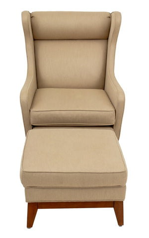 Ethan Allen Upholstered Wingback Chair & Ottoman (9742202339635)