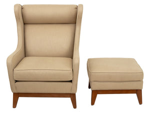Ethan Allen Upholstered Wingback Chair & Ottoman (9742202339635)