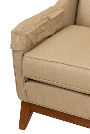 Ethan Allen Upholstered Wingback Chair & Ottoman (9742202339635)