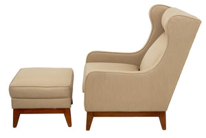 Ethan Allen Upholstered Wingback Chair & Ottoman (9742202339635)