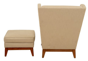 Ethan Allen Upholstered Wingback Chair & Ottoman (9742202339635)