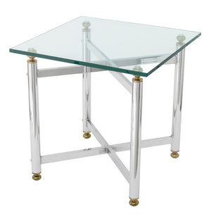 Modern Glass Top Chrome End Table (9742202536243)