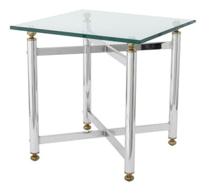 Modern Glass Top Chrome End Table (9742202536243)