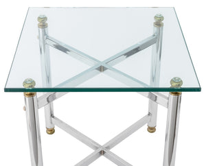 Modern Glass Top Chrome End Table (9742202536243)
