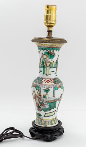 Chinese Famille Verte Vase Mounted as a Lamp (9805740638515)