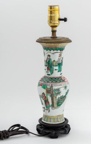 Chinese Famille Verte Vase Mounted as a Lamp (9805740638515)
