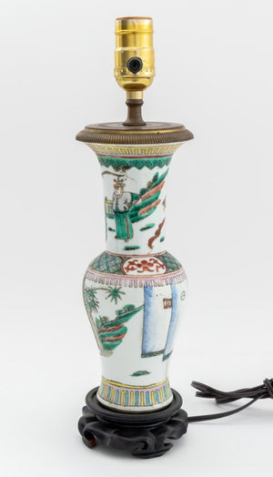 Chinese Famille Verte Vase Mounted as a Lamp (9805740638515)