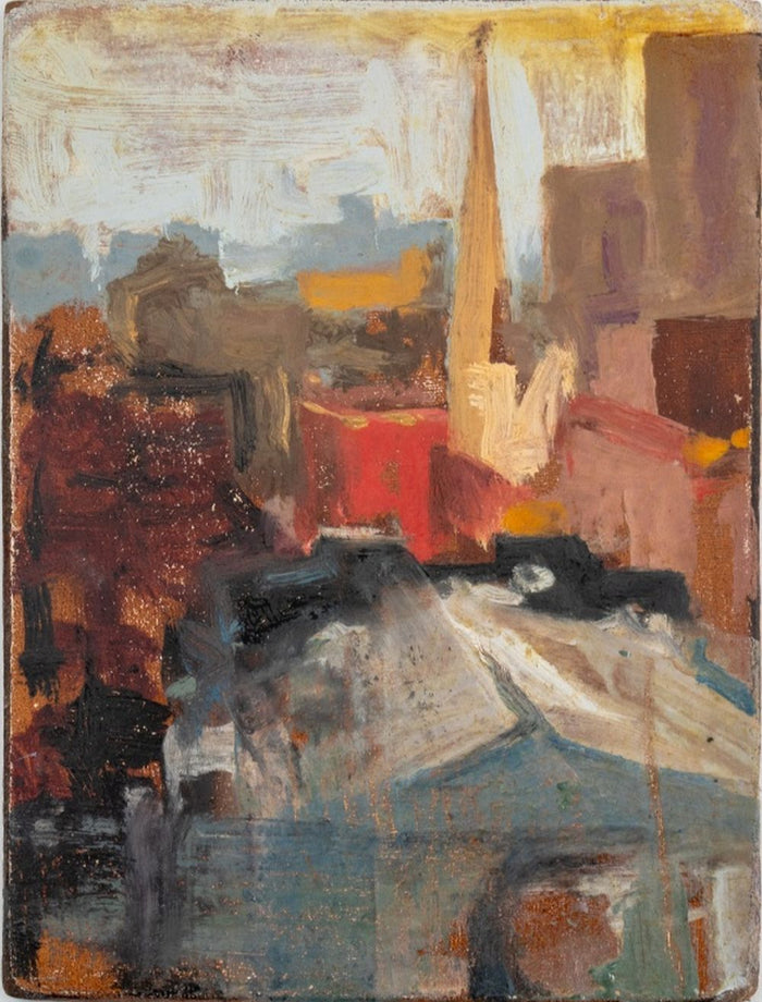 Robert O'Meara Miniature Cityscape Oil on Board