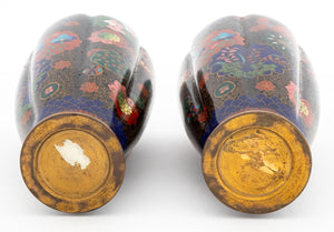 Japanese Cloisonne Lobed Vases, Pair (9883985772851)