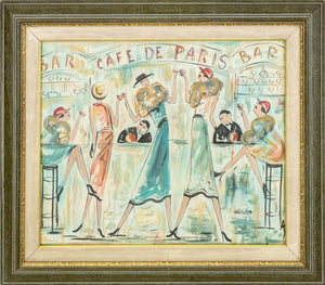 French School "Cafe de Paris" Watercolor on Paper (9805480591667)