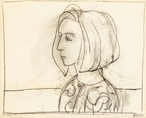 Manfred Schwartz Portrait of Anne Sager Charcoal
