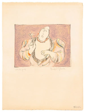Manfred Schwartz Medrano Clown w Flower Lithograph (9771809505587)