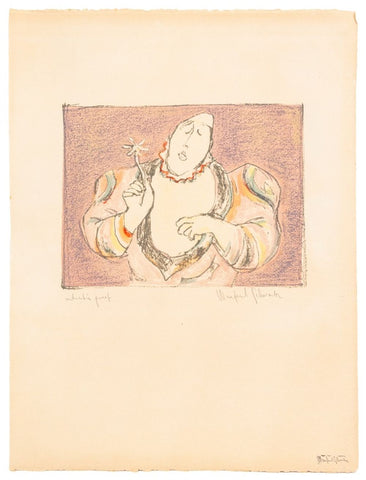 Manfred Schwartz Medrano Clown w Flower Lithograph