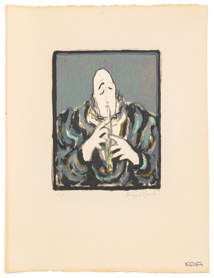 Manfred Schwartz Medrano Clown Clarinet Lithograph