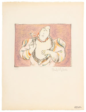Manfred Schwartz Medrano Clown w Flower Lithograph (9771833033011)