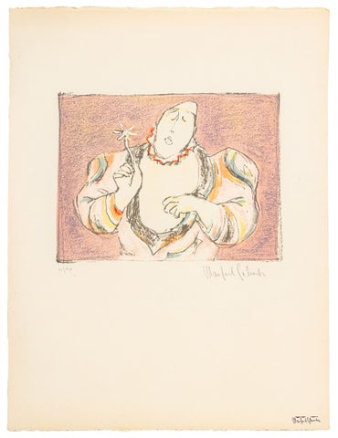 Manfred Schwartz Medrano Clown w Flower Lithograph