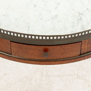 Louis XVI Style Walnut Circular Marble Side Table (9806587593011)