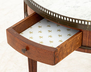 Louis XVI Style Walnut Circular Marble Side Table (9806587593011)