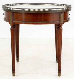Louis XVI Style Walnut Circular Marble Side Table (9806587593011)