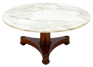 Regency Style Mahogany Marble Top Pedestal Table (9806590116147)