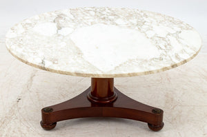 Regency Style Mahogany Marble Top Pedestal Table (9806590116147)