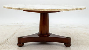 Regency Style Mahogany Marble Top Pedestal Table (9806590116147)