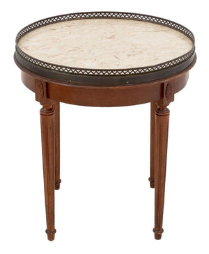 Louis XVI Style Walnut Circular Marble Top Table (9806593917235)