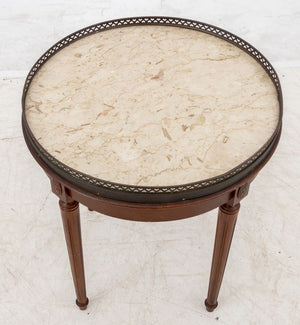 Louis XVI Style Walnut Circular Marble Top Table (9806593917235)