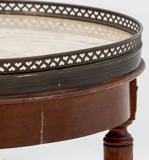 Louis XVI Style Walnut Circular Marble Top Table (9806593917235)
