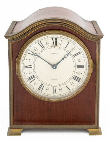 Georgian Style Mahogany and Brass Mantel Clock