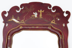 Chinoiserie Red Painted Beveled Mirror (9806680424755)