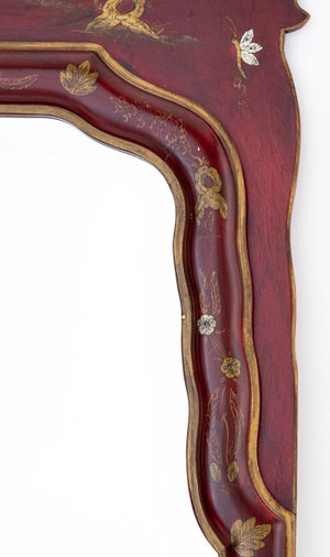 Chinoiserie Red Painted Beveled Mirror (9806680424755)