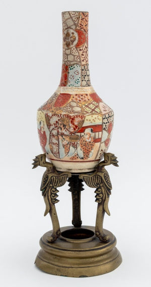 Japanese Satsuma Pottery Bottle Vase (9807385788723)