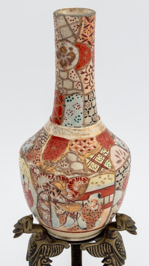 Japanese Satsuma Pottery Bottle Vase (9807385788723)