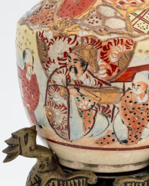 Japanese Satsuma Pottery Bottle Vase (9807385788723)