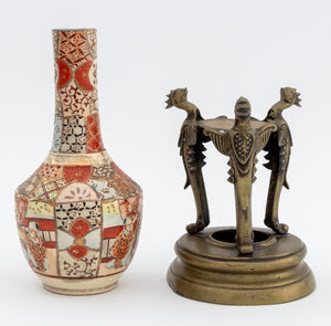 Japanese Satsuma Pottery Bottle Vase (9807385788723)