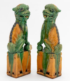 Chinese Sancai Glazed Foo Dog Bookends, Pair (9807437889843)