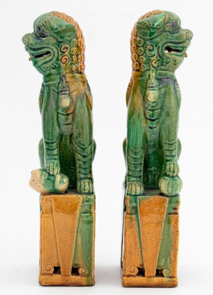 Chinese Sancai Glazed Foo Dog Bookends, Pair (9807437889843)