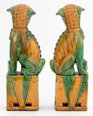 Chinese Sancai Glazed Foo Dog Bookends, Pair (9807437889843)