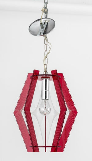 Atomic Age Lucite String & Red Acrylic Pendant (9795382444339)