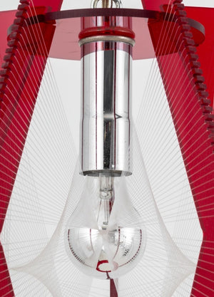 Atomic Age Lucite String & Red Acrylic Pendant (9795382444339)