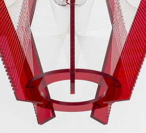 Atomic Age Lucite String & Red Acrylic Pendant (9795382444339)