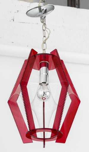 Atomic Age Lucite String & Red Acrylic Pendant (9795382444339)