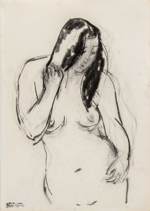 Manfred Schwartz Standing Nude Woman Charcoal (9769255600435)