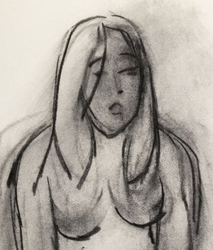 Manfred Schwartz Seated Nude Woman Charcoal (9769268216115)