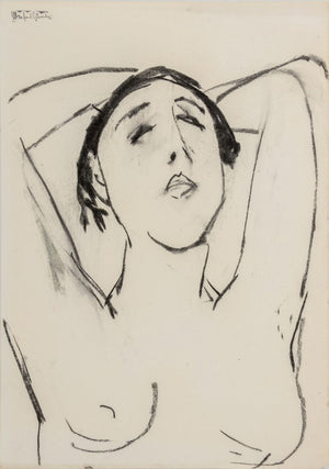 Manfred Schwartz Female Nude Charcoal on Paper (9769270477107)