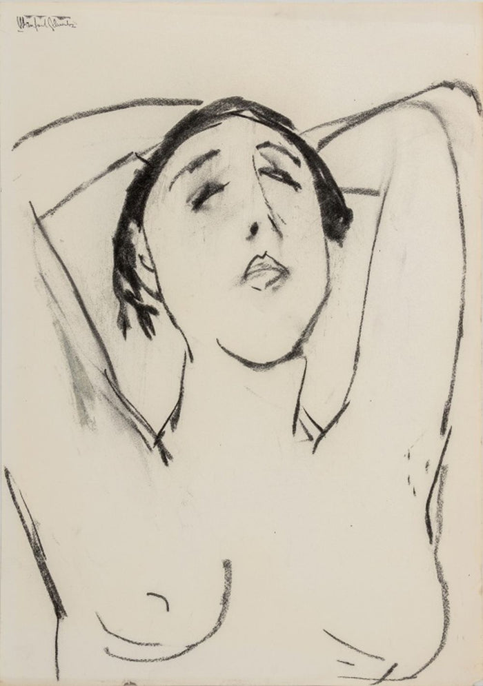 Manfred Schwartz Female Nude Charcoal on Paper